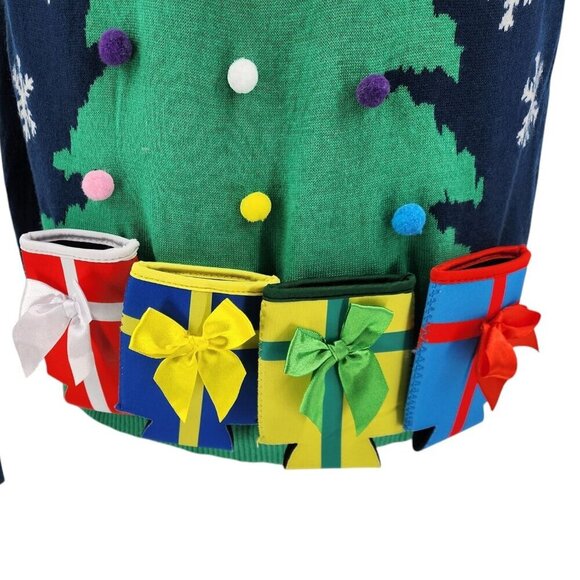 Tipsy Elves Christmas Tree with Beer Holsters Ugly Christmas Sweater Mens Medium - Picture 4 of 7